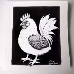 an image of a black and white rooster