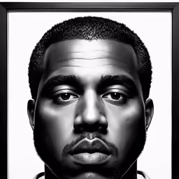 the image shows the likeness of a man with large eyes