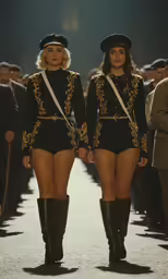 two models walking on the catwalk at the fall winter 2011 runway show