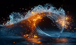a small wave crashes into the water while splashing out