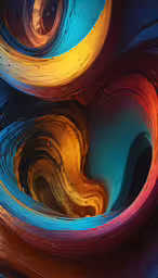 a group of abstract swirls with water droplets,a colorful painting shows an abstract pattern