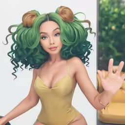 a digital painting of a female in a bathing suit