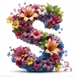 an artistic number made up of flowers