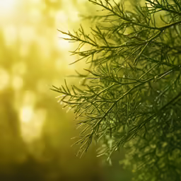 green trees in the sunlight close up in the forest