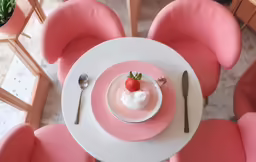 this is an image of a strawberry desert in a restaurant