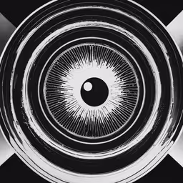 the inside view of an object with circles in it,a white circle with an eye inside it