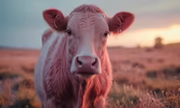 a cow standing on top of a grass field