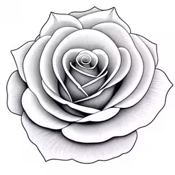 black and white rose tattoo design on paper,a black and white rose in ink drawing,a black and white rose flower is shown,black and white rose tattoo design with thin lines,a large white rose is shown in black and white