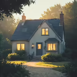 the front view of a two story house with windows