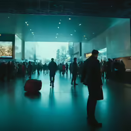 a very crowded area that has many people walking