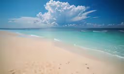 the ocean is very empty of any people on the beach