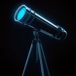 a bright light on top of a tripod with black background