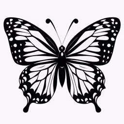 an image of a butterfly that is black and white,a butterfly with large wings flying in the sky