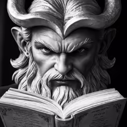 a statue of an elf reading a book