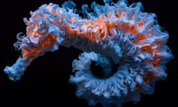 an orange and white spiral on a black background