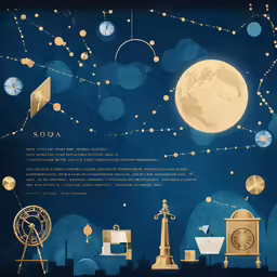 a series of pictures with an image of the moon and stars