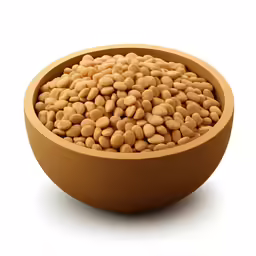 a brown bowl filled with lots of beans