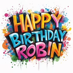 a happy birthday robin phrase on a colorful background