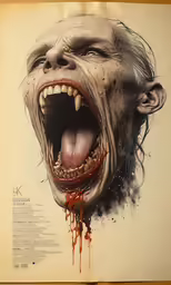 an illustration shows the head of a dead - looking person