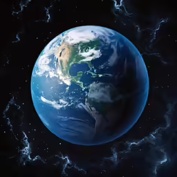 the earth is in a starr filled sky
