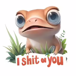 a geckoon is posed for a picture with the word i shit or you