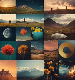 a collage featuring different photos of people on mountains,this is a collage of different types of flower pictures