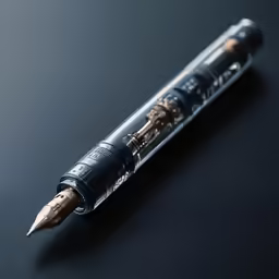 a close up of a writing pen on a black surface