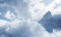 clouds are forming around a mountain on a cloudy day