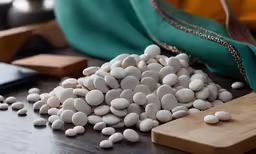 small white pebbles on top of a table