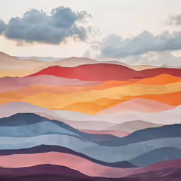 some clouds and colorful mountains with no clouds
