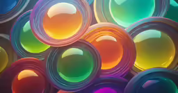 rainbow circles filled with different colors of paint