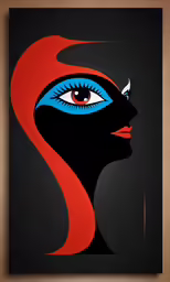 the face of a person with red and blue eyes