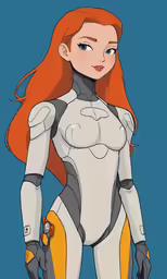 a cartoon picture of an anime woman with orange hair