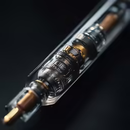 an electronic device with several metal parts inside it