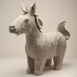 sculpture of a small pony made from paper