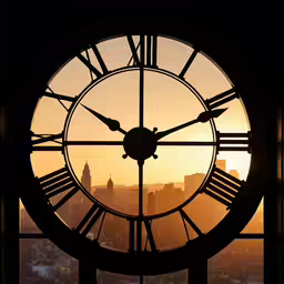 an analog clock that is next to the window