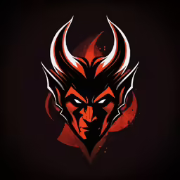 a devil head with red and black colors