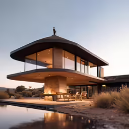 an incredible architecture designed house near a large body of water