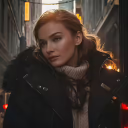 a young woman standing on a street corner