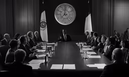 some people are sitting around a conference table