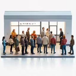 a group of people are lined up to get a job