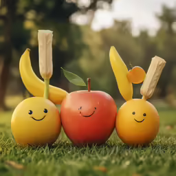 some very cute little fruit that are on the grass