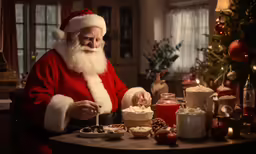 a man in a red suit has white hair