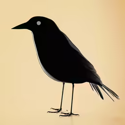 a small black bird on a yellow background