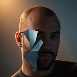 a man with a strange face and head covering