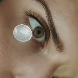 the top section of a persons eye, showing the contact with an oculist in it