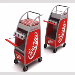two red coolers with coke on top
