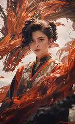 a woman stands among the orange plants with water