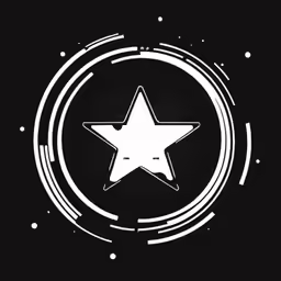 a white star with black background and lines