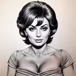 drawing of a woman with short hair and big breasts